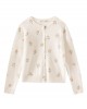 Flower printed cashmere cardigan in milk white