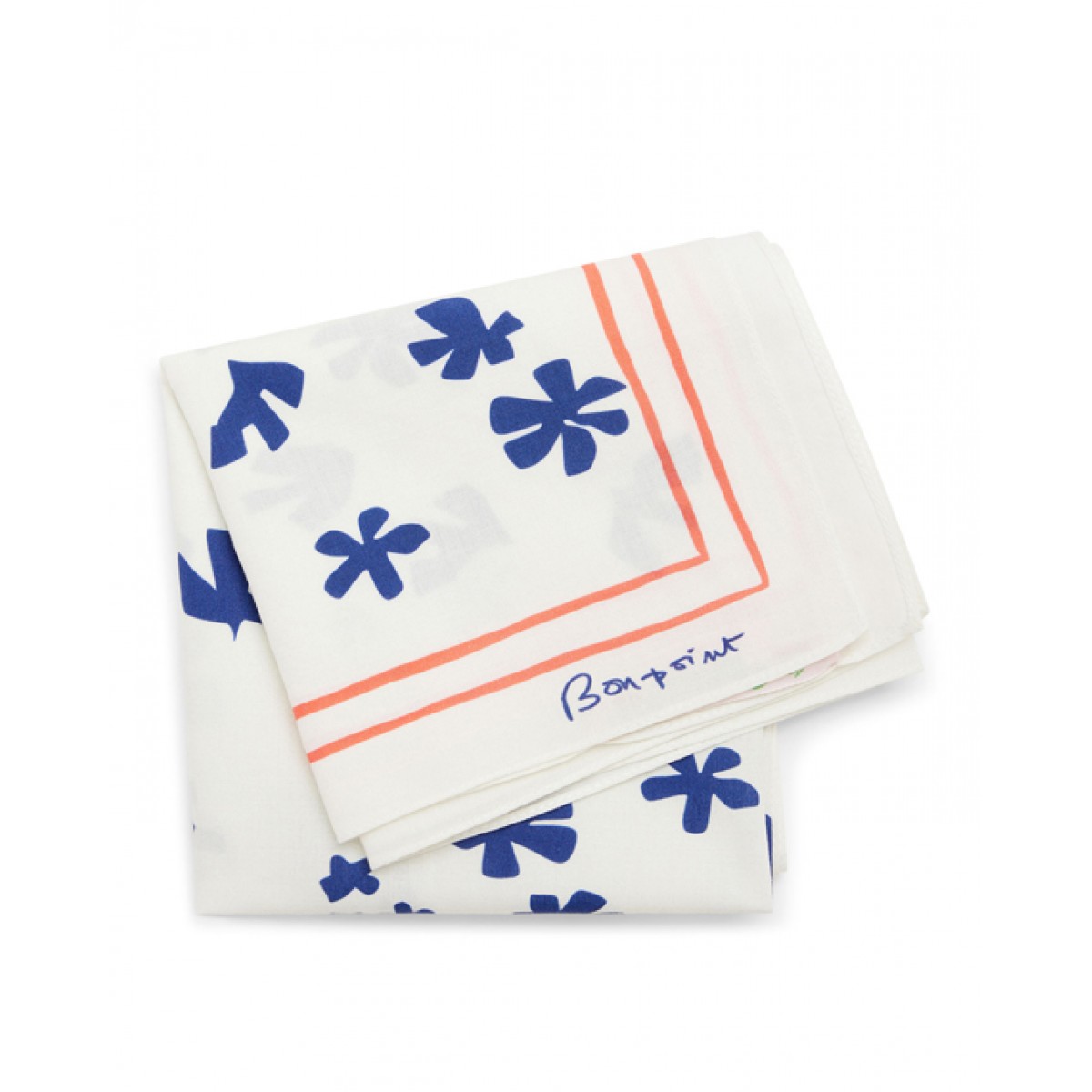 Natural white printed cotton scarf