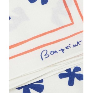 Natural white printed cotton scarf