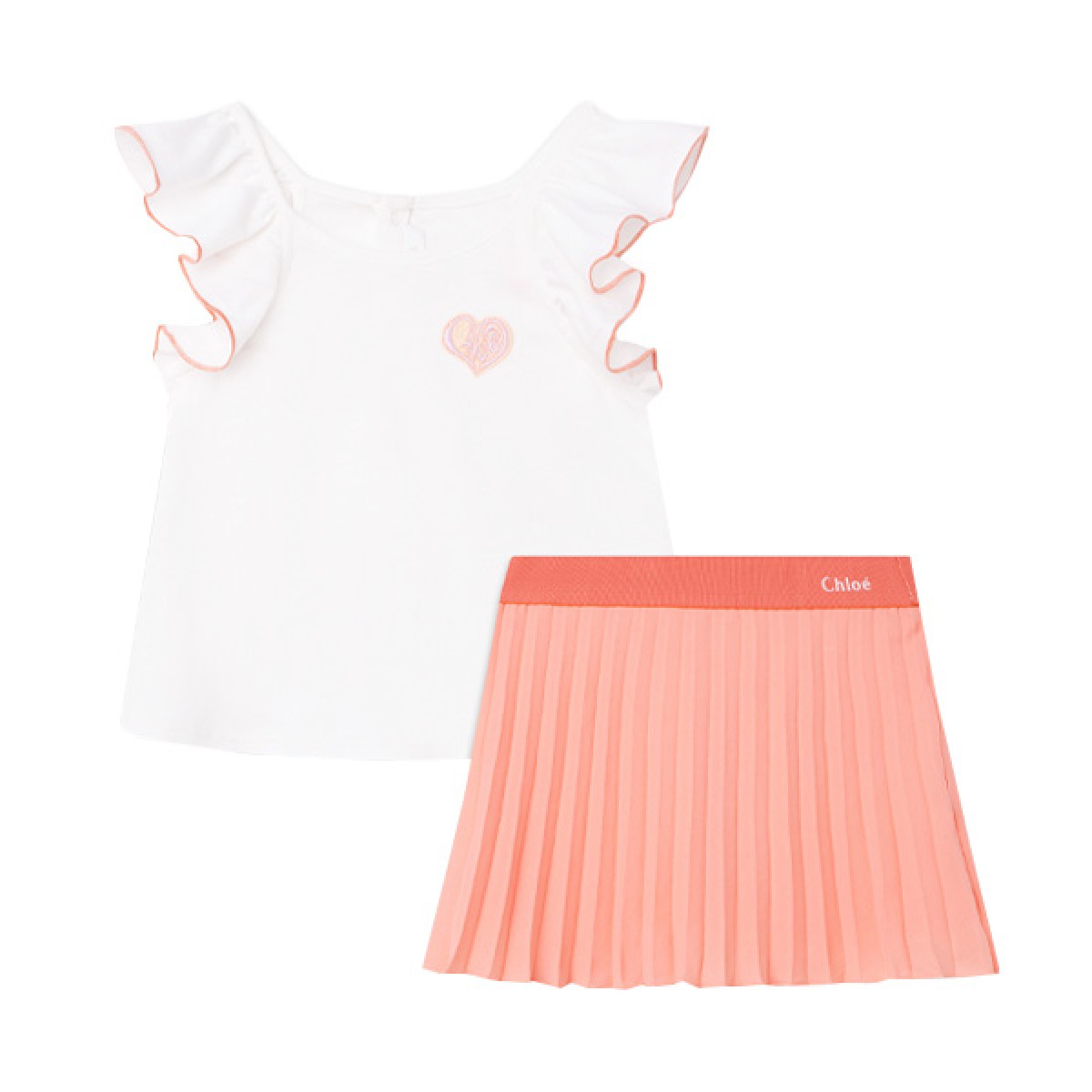 Pleated skirt and top set