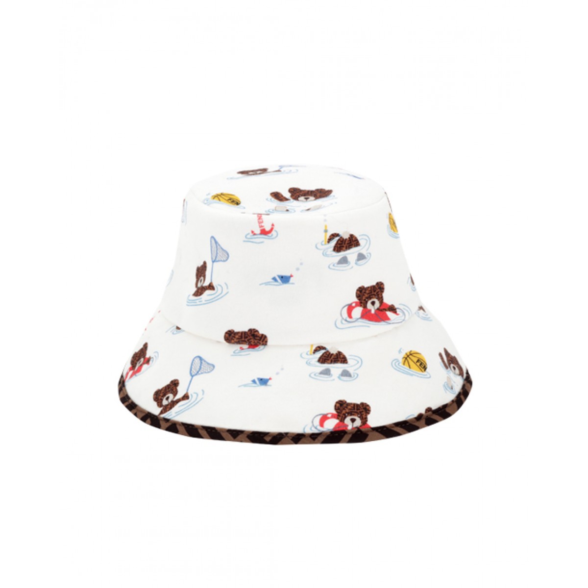 Reversible printed bucket hat with Teddy bears print