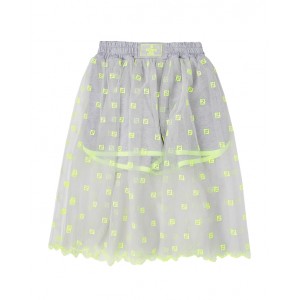 Grey shorts with tulle skirt and logo embroidery