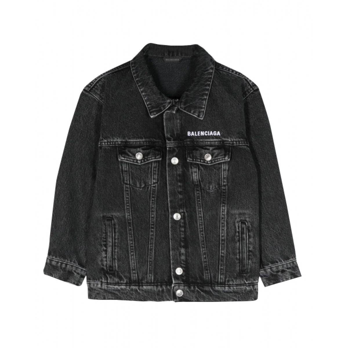 Black faded oversized jacket in Japanese denim