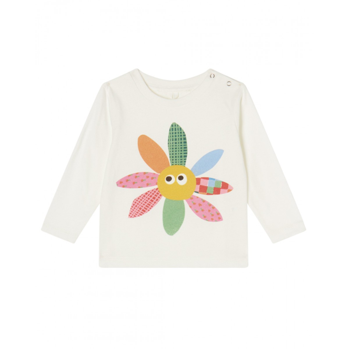 Flower blouse for baby girl in ivory cotton