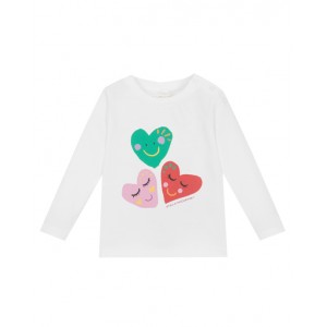 White organic cotton top with heart print