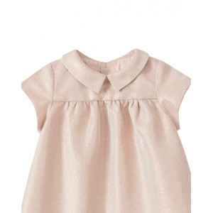 Iridescent jacquard dress in petal pink