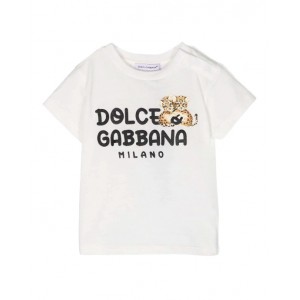 White cotton leopards print T-Shirt