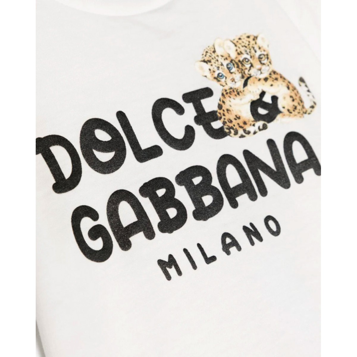 White cotton leopards print T-Shirt