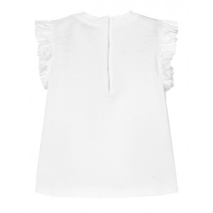 White cotton top with flower motif