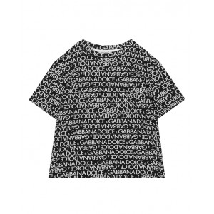 Short sleeve jersey t-shirt with all-over logo print