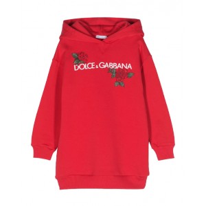 Hooded dress with embroidery