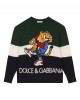 Multicolored Lion intarsia wool jumper for kids