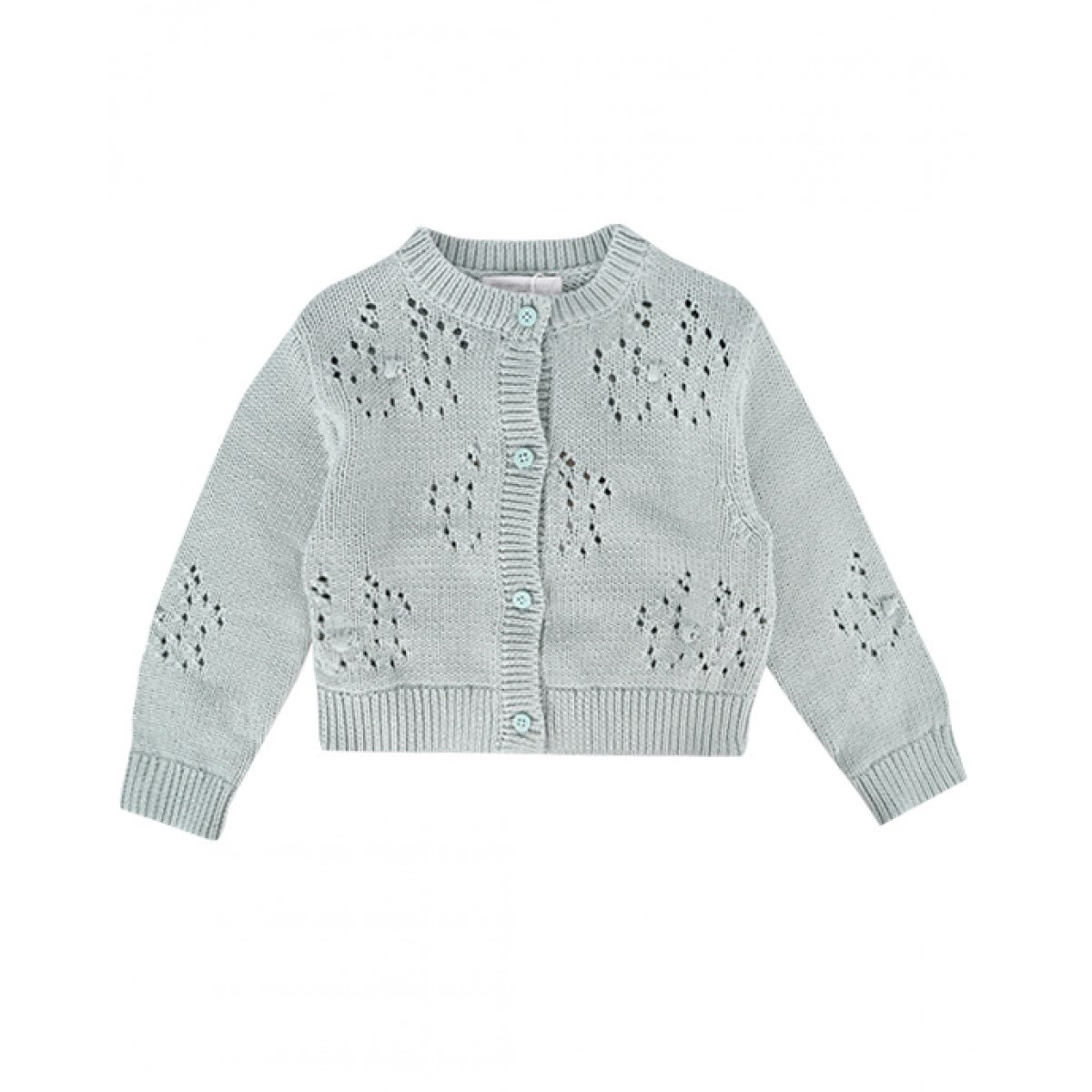 Flower stitch cardigan in mint
