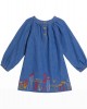 Denim dress with embroidered mushrooms