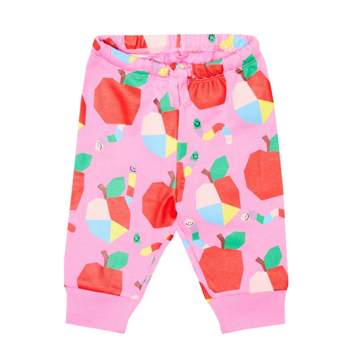 Set with multicolored apple print