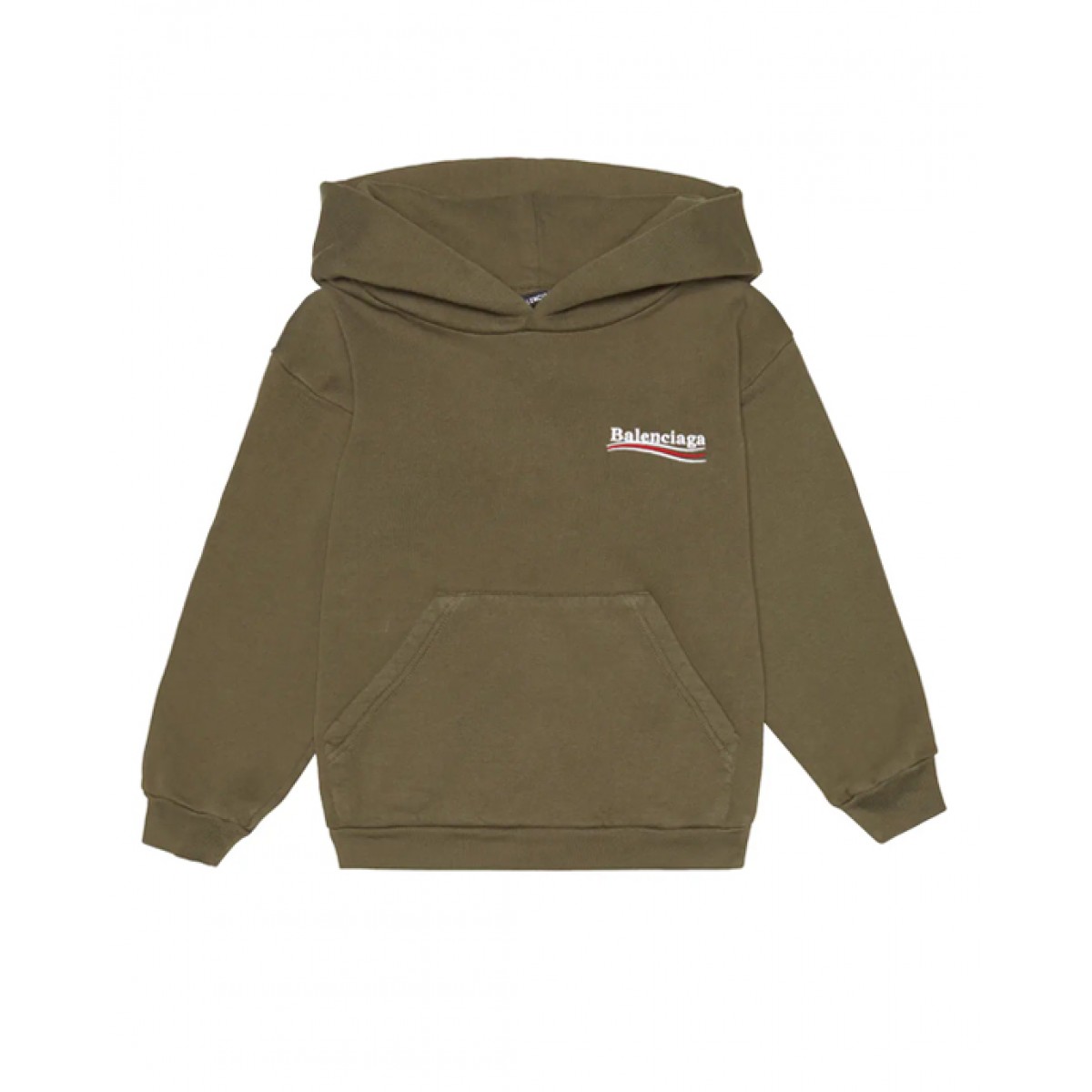 Logo embroidery hoodie in khaki green
