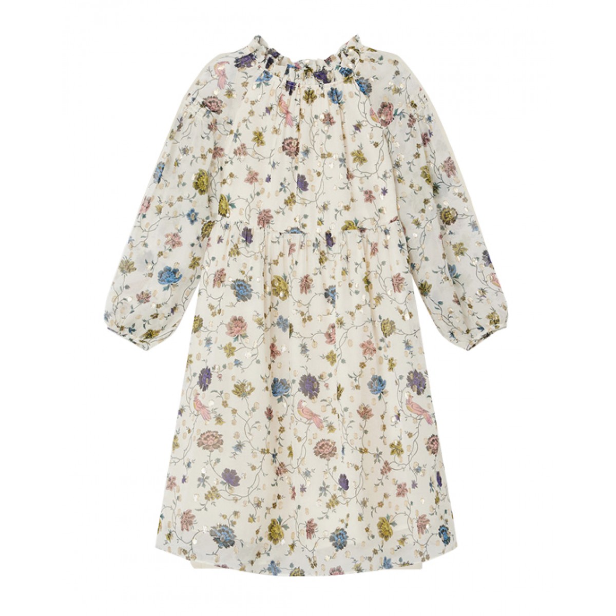 Bluebell silk dress with floral motif