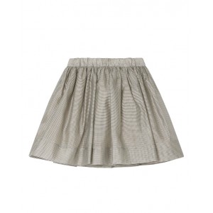 Pleated check print paper bag waist skirt