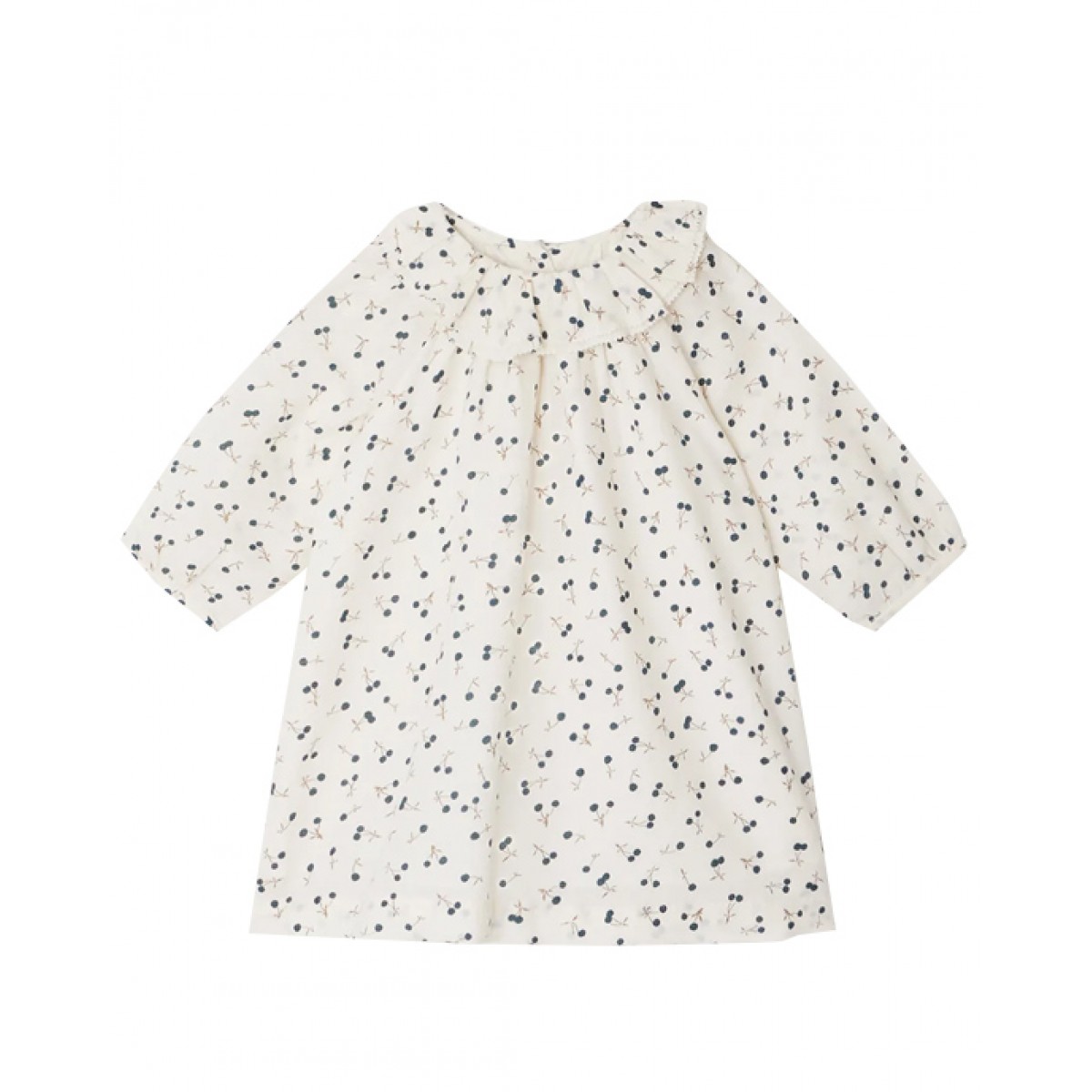 Cherry print dress in ecru