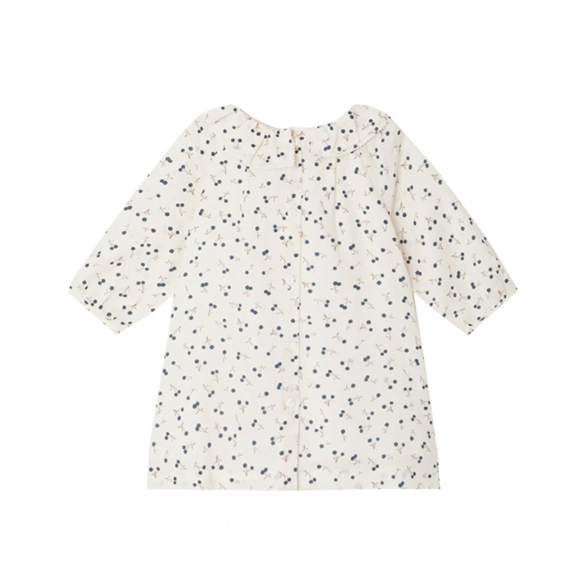 Cherry print dress in ecru