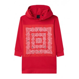 Red bandana motif sweatshirt dress