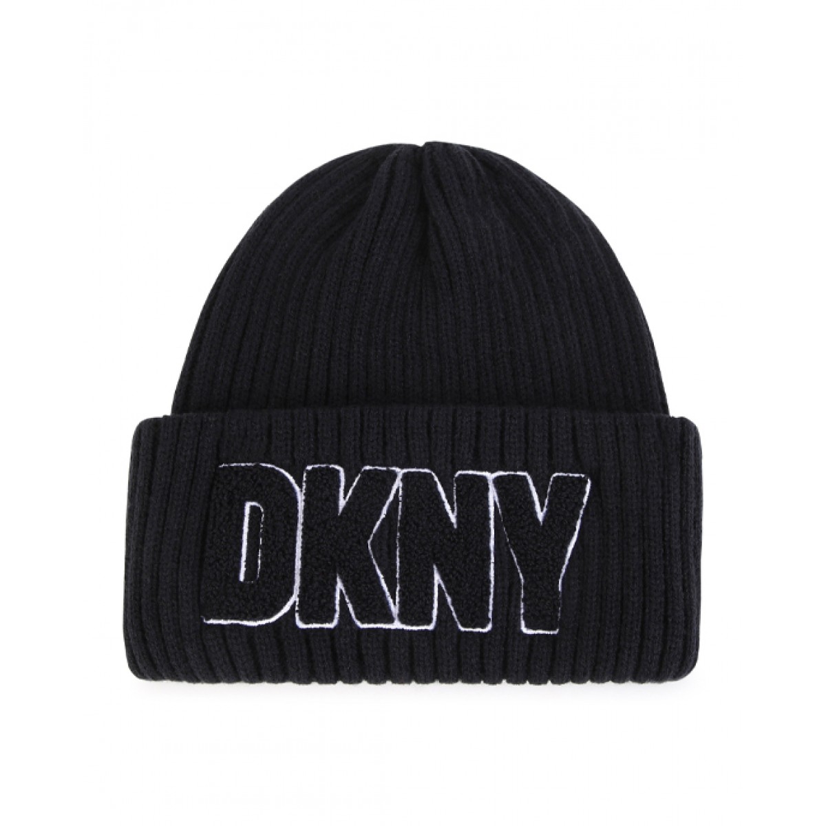 Black unisex embroidered knitted beanie 