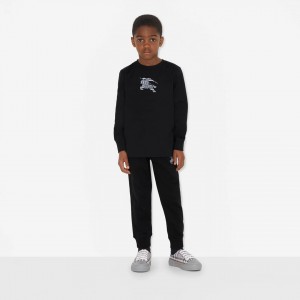 Long-sleeve EKD motif cotton T-shirt