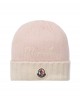 Girls' cozy pink & ivory wool logo hat