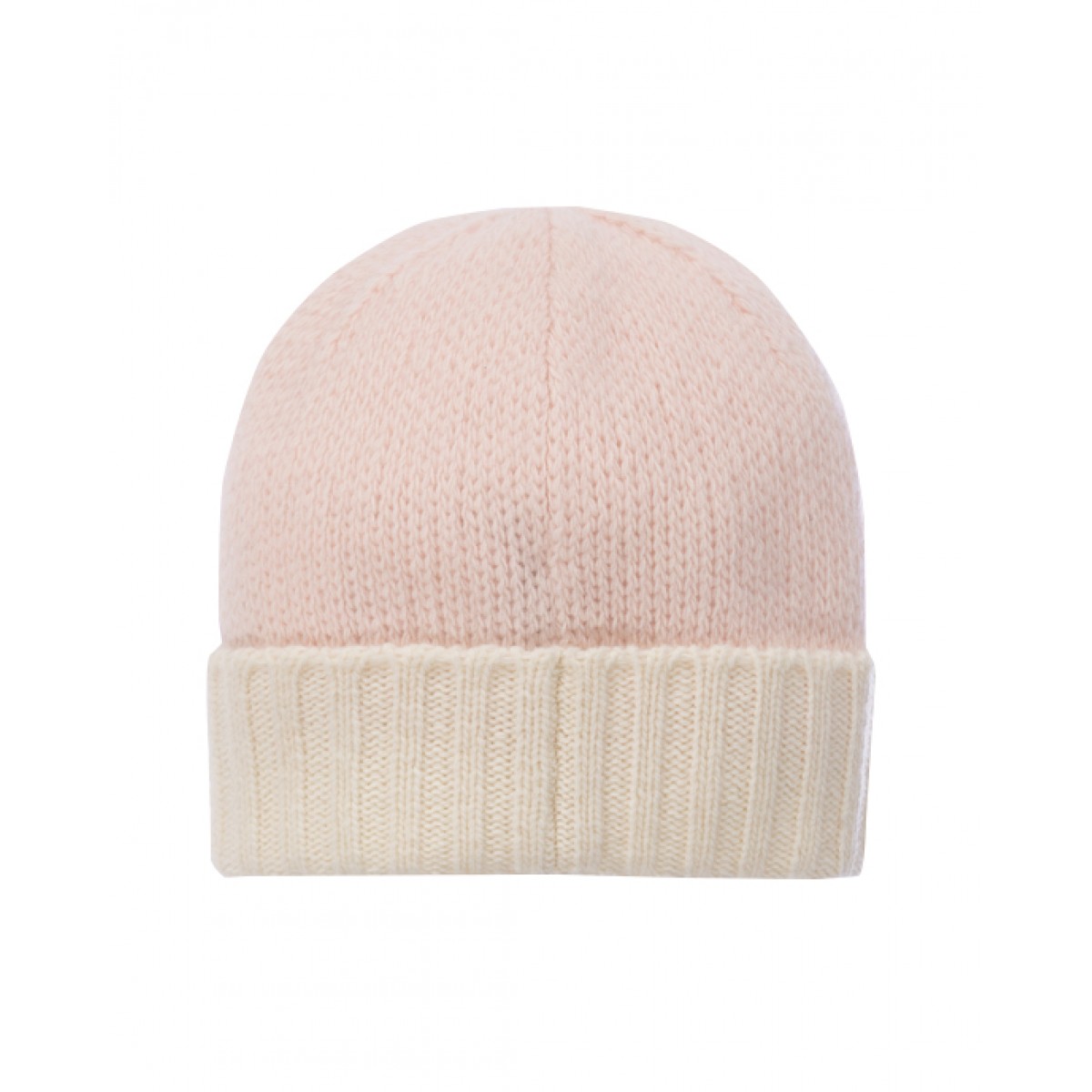 Girls' cozy pink & ivory wool logo hat