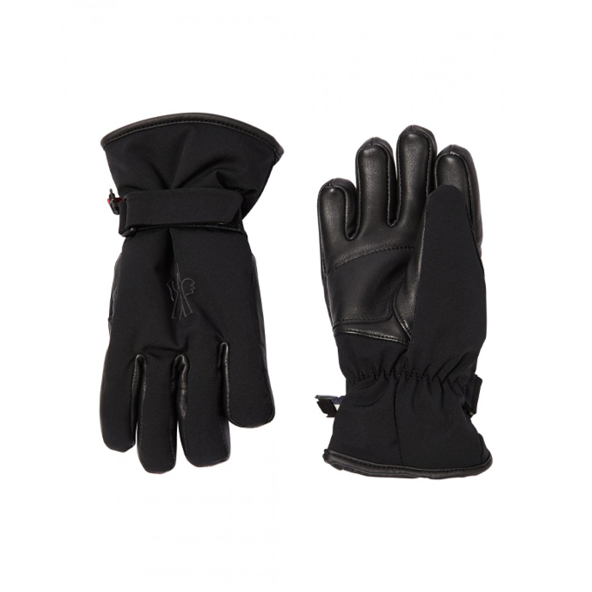Padded ski gloves with leather details