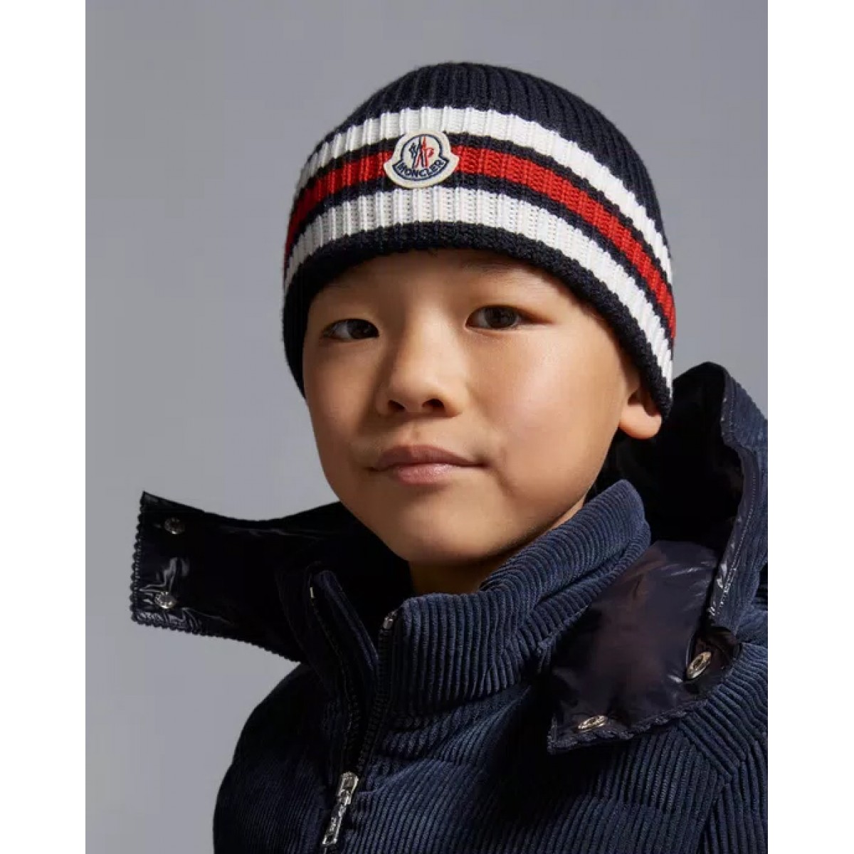 Tricolor knit wool beanie