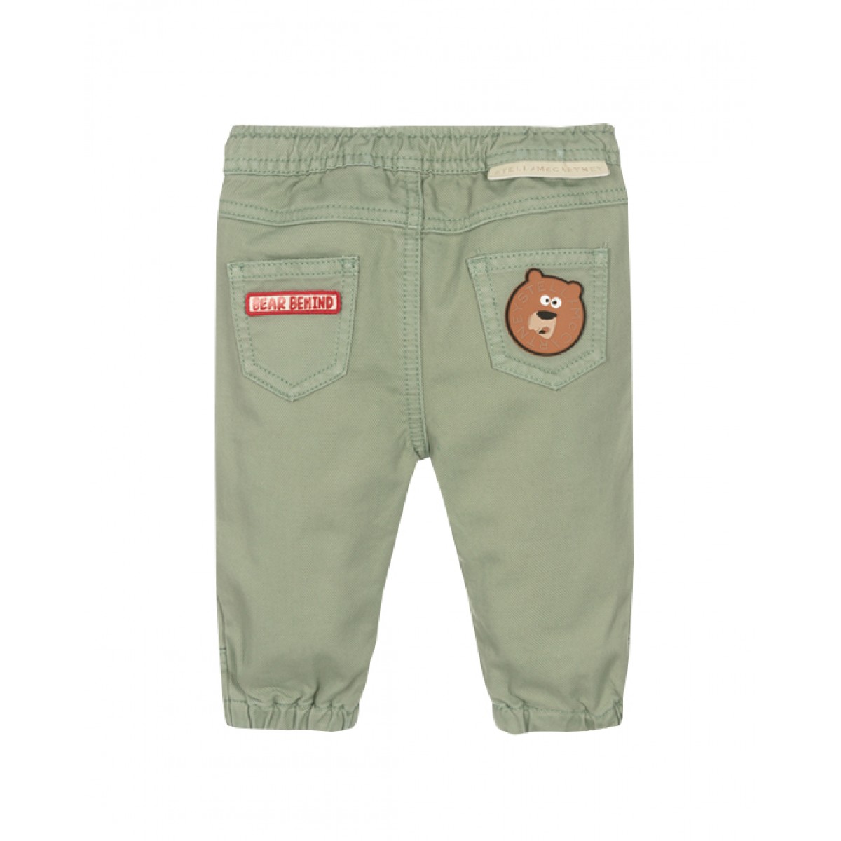 Green cotton twill trousers for baby boy