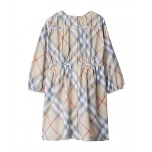 Pale stone check cotton dress