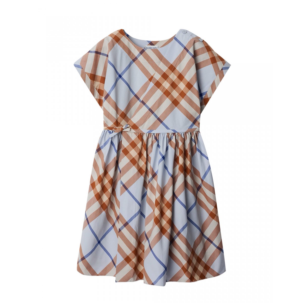 Check cotton dress in slate blue