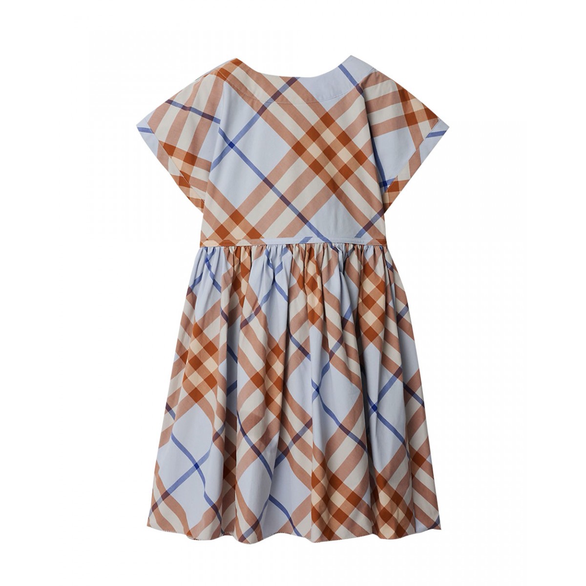 Check cotton dress in slate blue