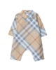 Cotton check jumpsuit in pale stone