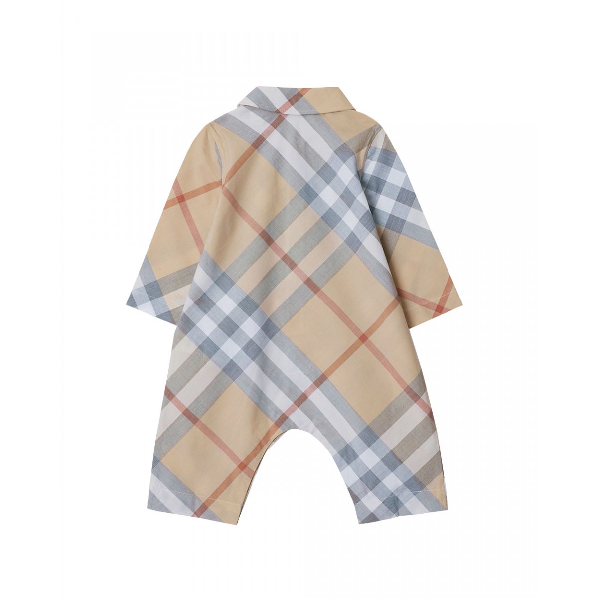 Cotton check jumpsuit in pale stone