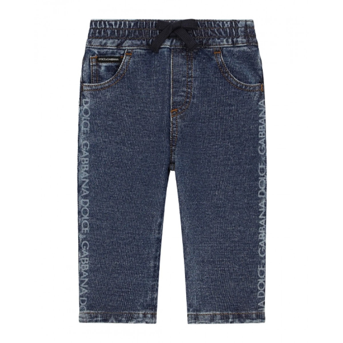 Logo print denim trousers