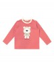 Pink long-sleeve cotton T-shirt