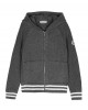 Grey zip-up cardigan with logo patch
