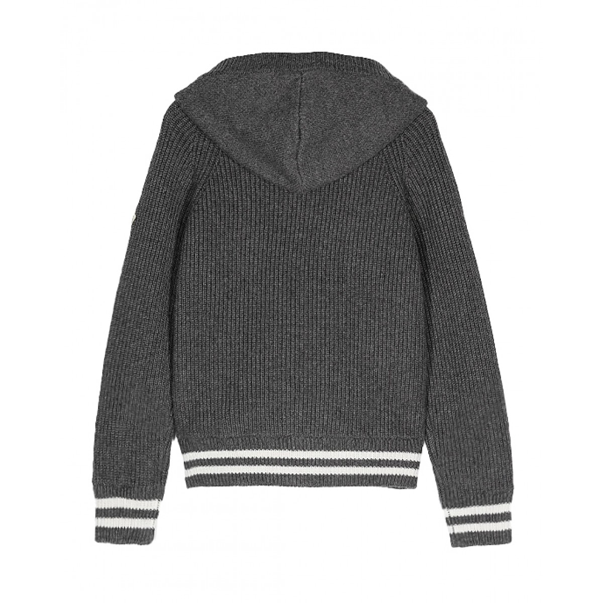 Grey zip-up cardigan with logo patch