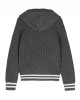 Grey zip-up cardigan with logo patch
