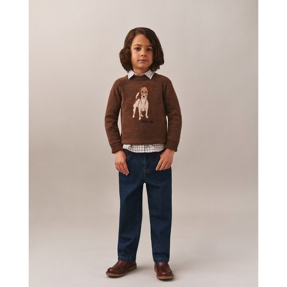 Berlioz jacquard sweater with hand-embroidered cashmere dog