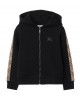 Check trim cotton zip hoodie