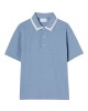 Light blue printed cotton polo shirt