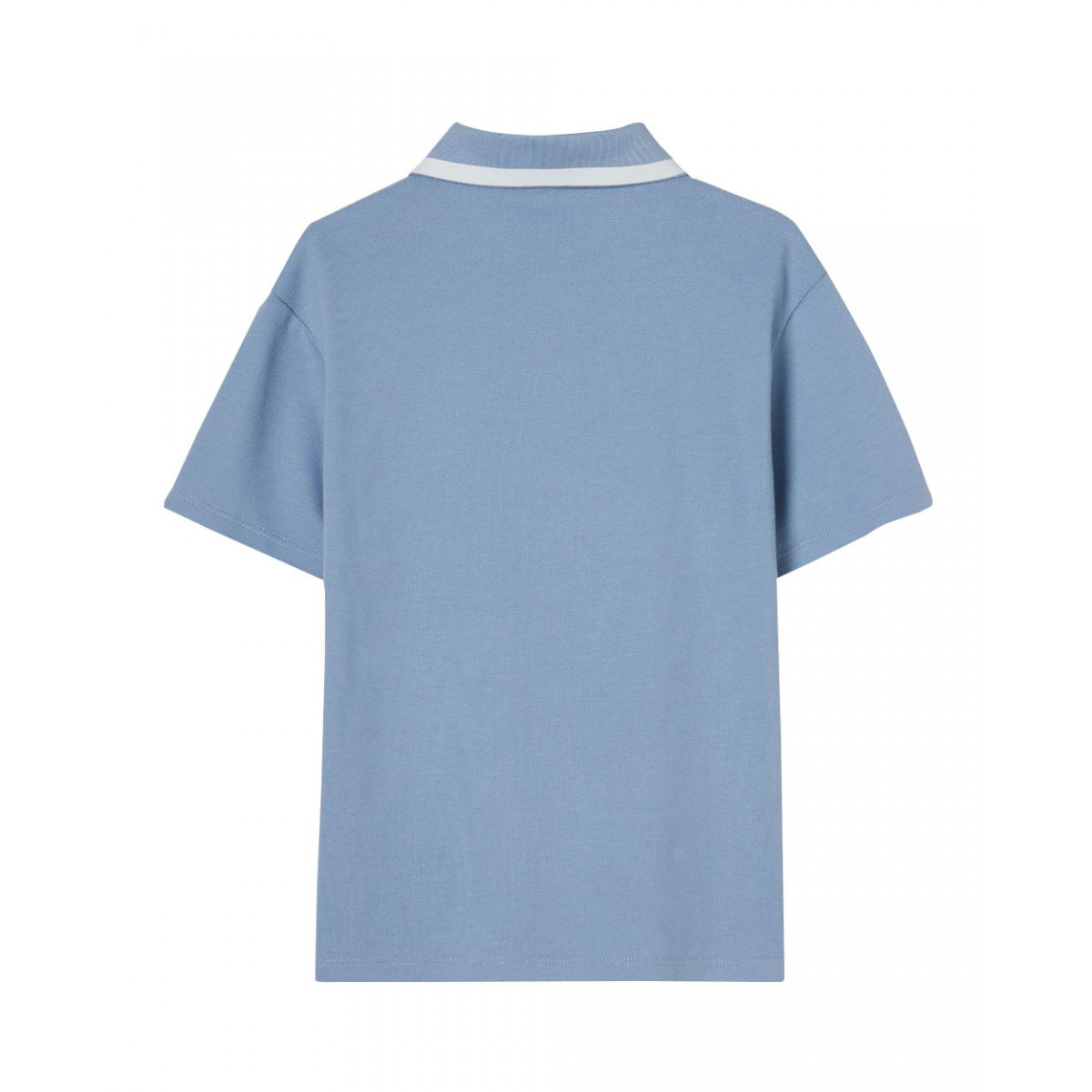 Light blue printed cotton polo shirt