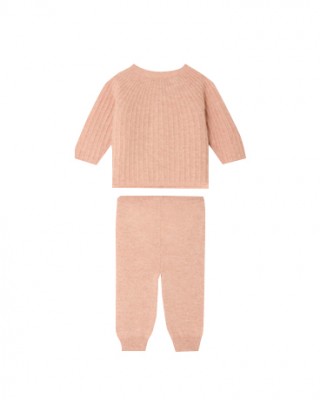 Ging pink fancy-stitch set in cashmere