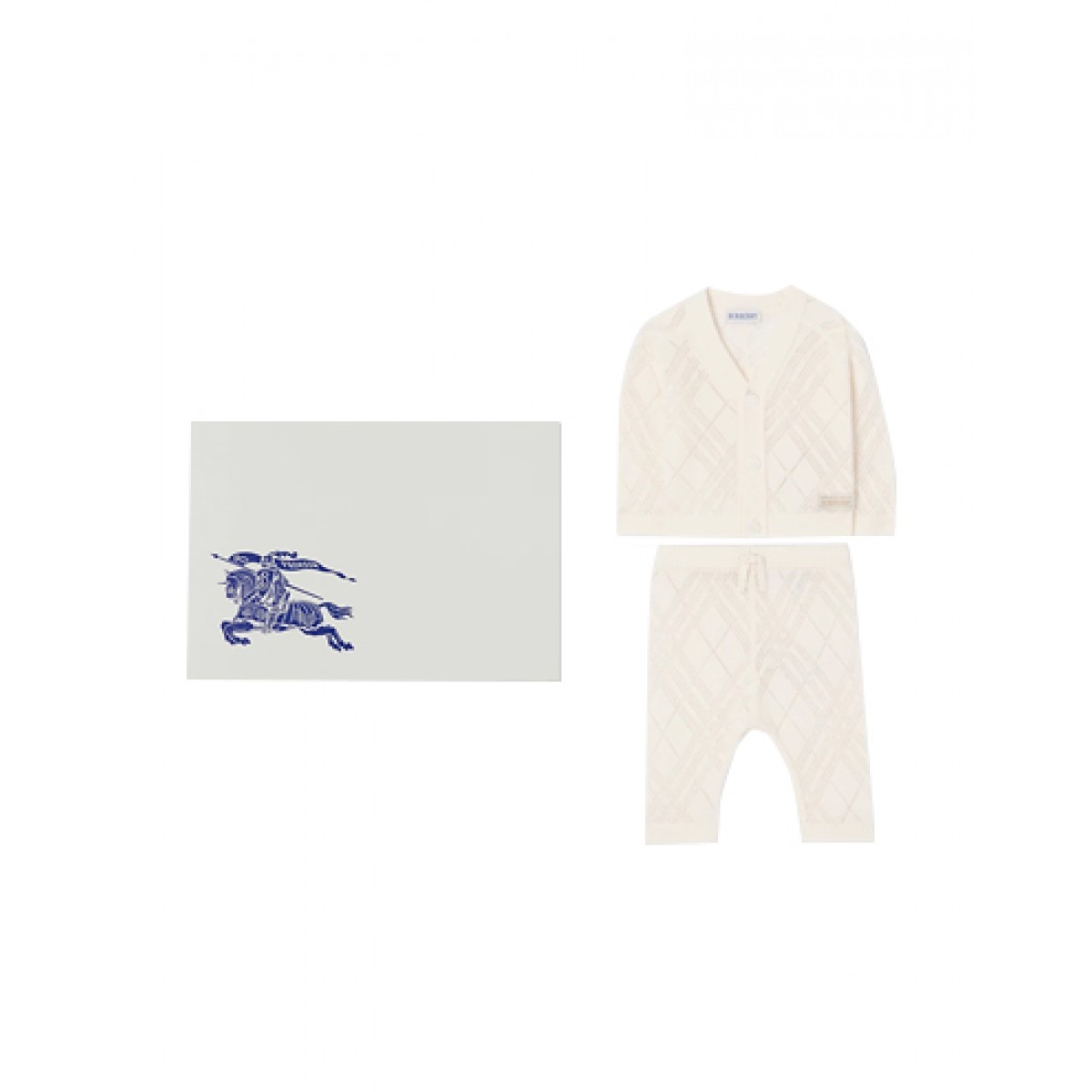 Check cashmere two-piece set