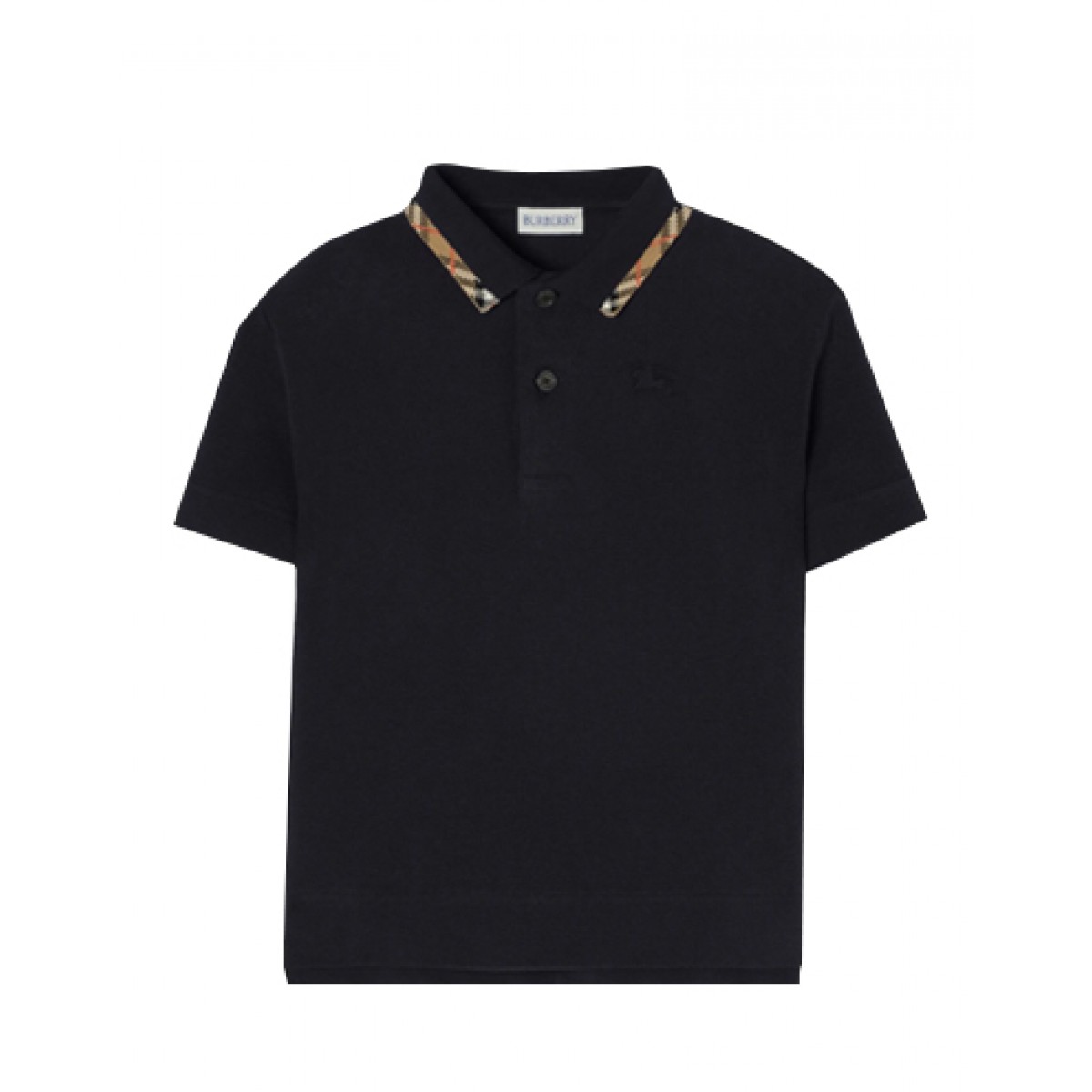 Black cotton piqué polo shirt