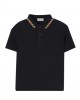 Black cotton piqué polo shirt